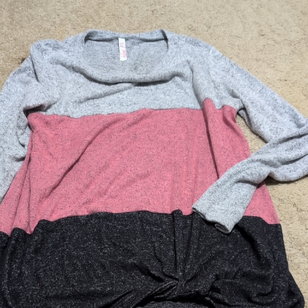 Colorblock Long Sleeve Top - Gray, Pink, and Black